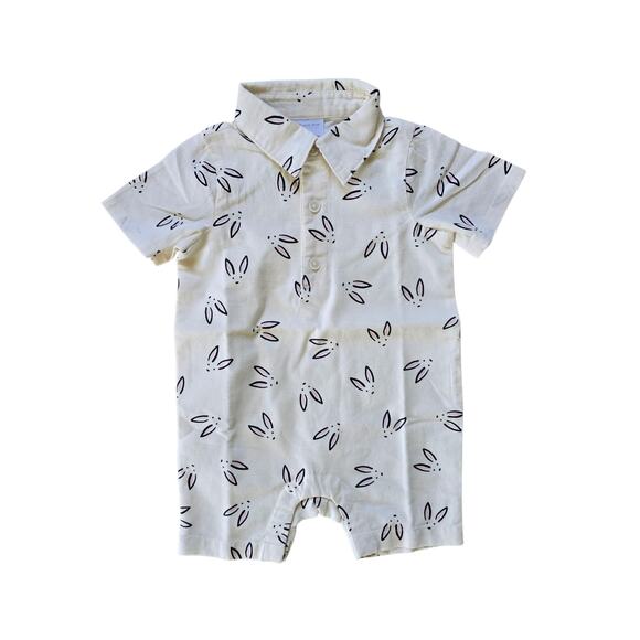Hanna Andersson Baby Linen Romper Ryder The Bunny On Ecru Easter Spring 12-18 M - Picture 1 of 4